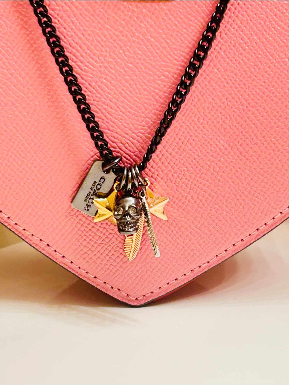 EXTREMELY RARE Coach Black Chain Necklace with Skull, Feather, Star Charms - Picture 6 of 16